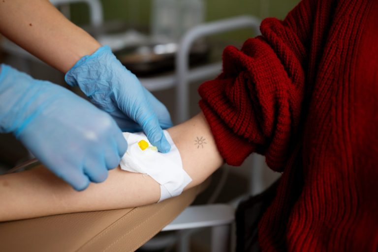 patient getting chemotherapy treatment